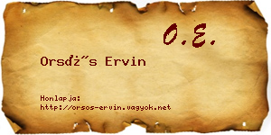Orsós Ervin névjegykártya