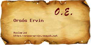 Orsós Ervin névjegykártya