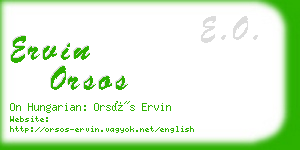 ervin orsos business card